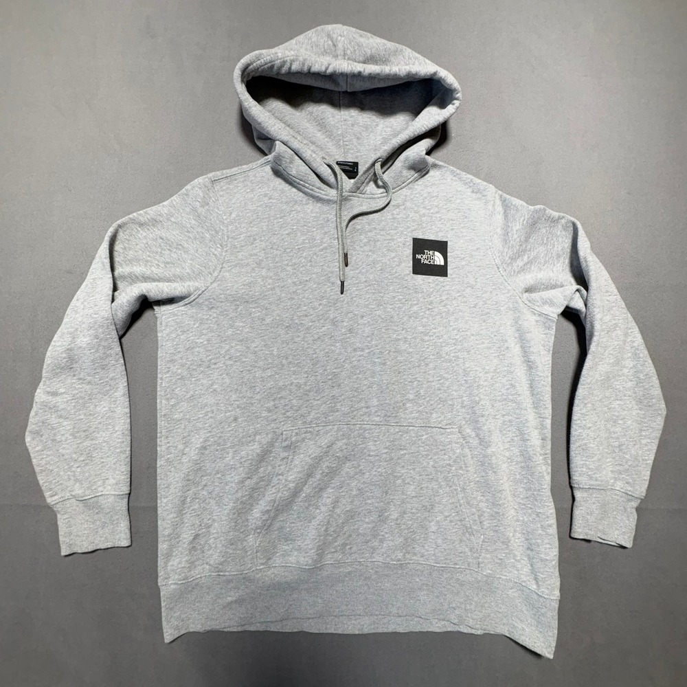 The North Face Mens Gray Box Logo Pullover Hoodie Sweatshirt Size Large